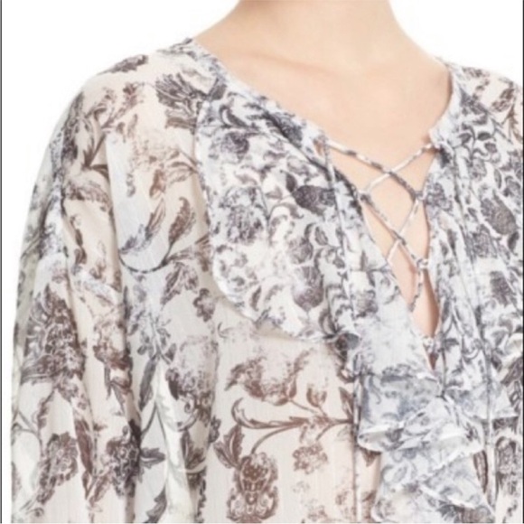 THE KOOPLES French Baroque Ruffled Floral-print Top In Black Size Medium - Picture 3 of 12